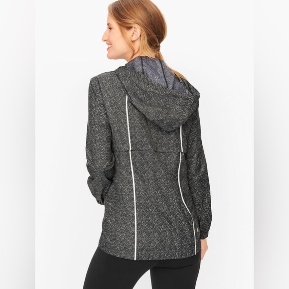 T by Talbots geometric pattern hooded windbreaker jacket size LP Large Petite - Picture 3 of 7